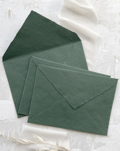 Envelope Verde Escuro Premium feito à mão para Convites de Casamento